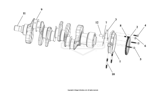 Engine Group - Crankshaft Diagram and Parts List for 076650-02  Briggs and Stratton Generator